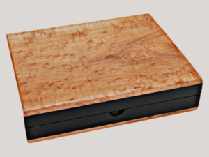 </span><b>Gabon Ebony</b></span><br> and Birdseye Maple 4 Cigar Travel Humidor